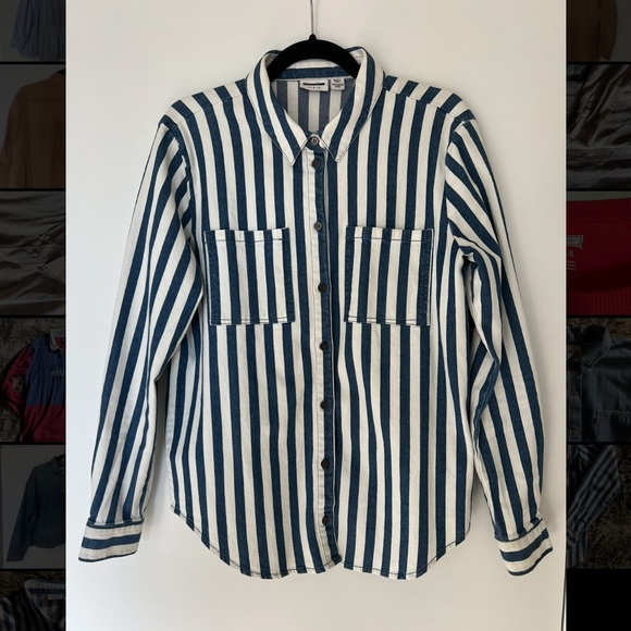 Striped Button up shirt (denim) - Picture 1 of 8